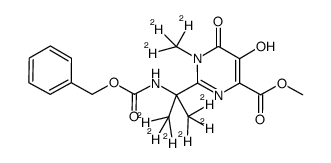 methyl 2-(2-(benzyloxycarbonylamino)-(1,3-d6-propan)-2-yl)-5-hydroxy-1-(methyl-d3)-6-oxo-1,6-dihydropyrimidine-4-carboxylate Structure