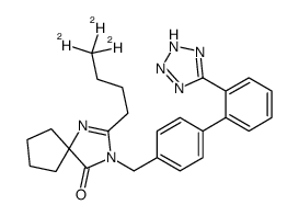 3-[[4-[2-(2H-tetrazol-5-yl)phenyl]phenyl]methyl]-2-(4,4,4-trideuteriobutyl)-1,3-diazaspiro[4.4]non-1-en-4-one Structure