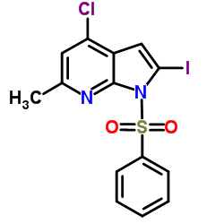 1-(Phenylsulphonyl)-4-chloro-2-iodo-6-Methyl-7-azaindole Structure