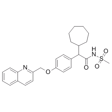 2-cycloheptyl-N-methylsulfonyl-2-[4-(quinolin-2-ylmethoxy)phenyl]acetamide结构式