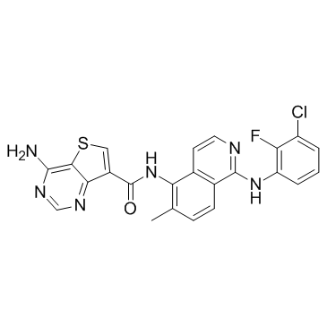 4-氨基-N-(1-((3-氯-2-氟苯基)氨基)-6-甲基异喹啉-5-基)噻吩并[3,2-d]嘧啶-7-甲酰胺结构式