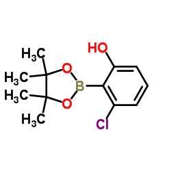 3-Chloro-2-(4, 4, 5, 5-tetramethyl-1, 3, 2-dioxaborolan-2-yl)phenol Structure