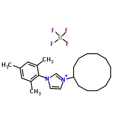 1-(2,4,6-三甲基苯基)-3-(环十二烷基)咪唑四氟硼酸盐结构式