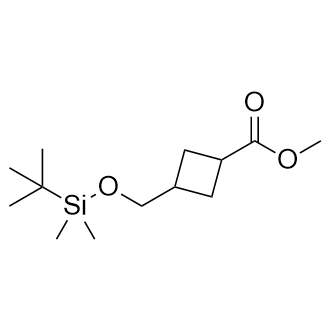 3-((((叔丁基二甲基甲硅烷基)氧基)甲基)环丁烷-1-甲酸甲酯结构式