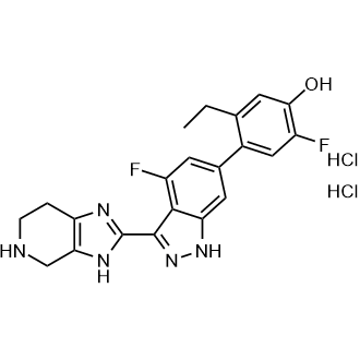 5-乙基-2-氟-4-[4-氟-3-(4,5,6,7-四氢-3H-咪唑并[4,5-c]吡啶-2-基)-1H-吲唑-6-基]苯酚；二盐酸盐结构式