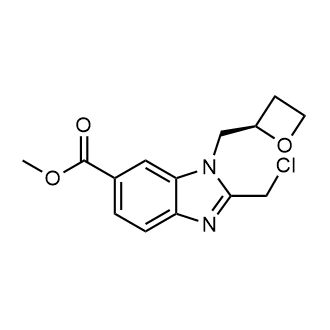 (R)-2-(氯甲基)-1-(氧杂环丁烷-2-酮)(甲基)-1H-苯并[d]咪唑-6-羧酸结构式