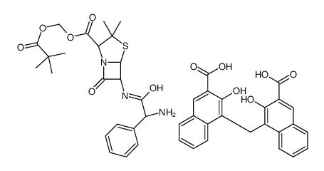 4-[(3-carboxy-2-hydroxynaphthalen-1-yl)methyl]-3-hydroxynaphthalene-2-carboxylic acid,2,2-dimethylpropanoyloxymethyl (2S,5R,6R)-6-[[(2R)-2-amino-2-phenylacetyl]amino]-3,3-dimethyl-7-oxo-4-thia-1-azabicyclo[3.2.0]heptane-2-carboxylate结构式