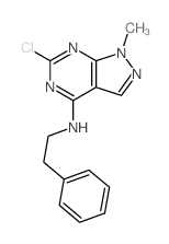1H-Pyrazolo[3,4-d]pyrimidin-4-amine,6-chloro-1-methyl-N-(2-phenylethyl)-结构式