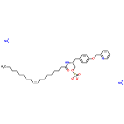 (R)-磷酸单-{2-2-十八烷基-9-烯酰氨基-3-[4-(吡啶-2-基甲氧基)-苯基]-丙基}酯(铵盐)结构式