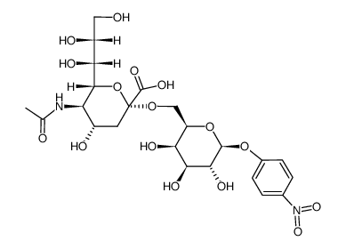 4-nitrophenyl O-(5-acetamido-3,5-dideoxy-α-D-glycero-D-galacto-2-nonulopyranosylonic acid)-(2->6)-β-D-galactopyranoside结构式