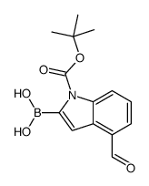 (4-Formyl-1-{[(2-methyl-2-propanyl)oxy]carbonyl}-1H-indol-2-yl)bo ronic acid Structure