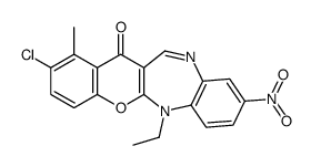 2-chloro-6-ethyl-1-methyl-9-nitrochromeno[2,3-b][1,5]benzodiazepin-13-one Structure