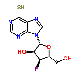 9-(3-Deoxy-3-fluoro-β-D-ribofuranosyl)-9H-purine-6-thiol结构式