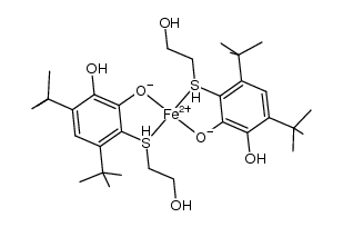 Fe(4,6-di-tert-butyl-3-[(2-hydroxyethyl)sulphanyl]-1,2-dihydroxybenzene(1-))2结构式