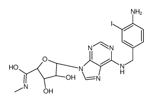 (2S,3S,4R,5R)-5-[6-[(4-amino-3-iodophenyl)methylamino]purin-9-yl]-3,4-dihydroxy-N-methyloxolane-2-carboxamide结构式