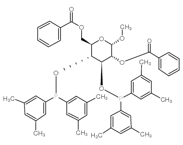 甲基 Alpha-D-吡喃葡萄糖苷-2,6-二苯甲酸甲酯-3,4-双(3,5-二甲苯基)磷酸盐结构式