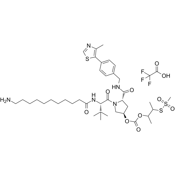 (S,R,S)-AHPC-3-methylbutanyl acetate-methanesulfonothioate-Me-C10-NH2 TFA Structure