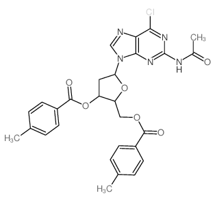 [5-(2-acetamido-6-chloro-purin-9-yl)-3-(4-methylbenzoyl)oxy-oxolan-2-yl]methyl 4-methylbenzoate structure