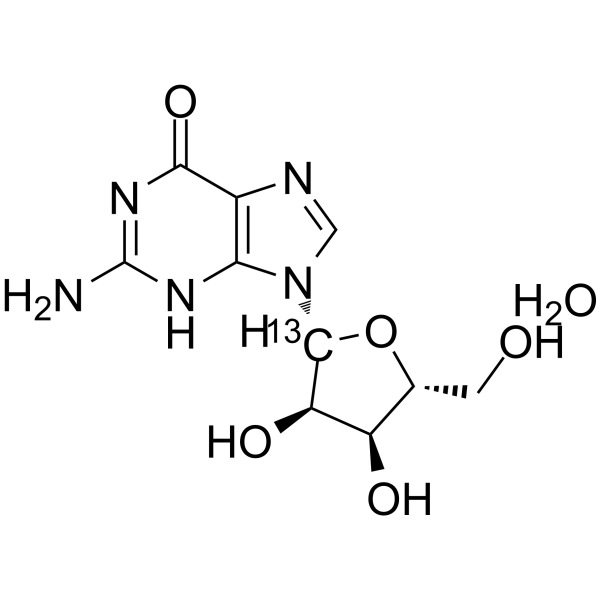 Guanosine-1'-13C Monohydrate Structure
