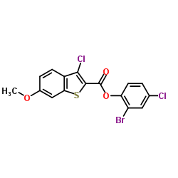 2-Bromo-4-chlorophenyl 3-chloro-6-methoxy-1-benzothiophene-2-carboxylate Structure