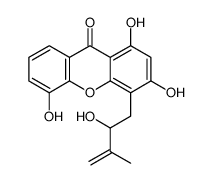 1,3,5-trihydroxy-4-(2-hydroxy-3-methylbut-3-enyl)xanthen-9-one Structure
