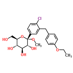 甲基 1-C-[4-氯-3-[(4-乙氧基苯基)甲基]苯基]-alpha-D-吡喃葡萄糖苷结构式