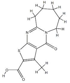 3-甲基-4-氧-4,6,7,8,9,10-六氢噻吩[2',3':4,5]嘧啶酮[1,2-A]氮杂卓-2-甲酸结构式
