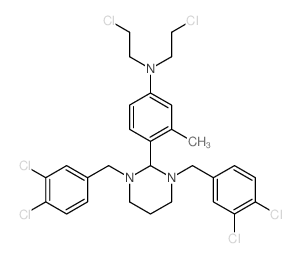 4-[1,3-bis[(3,4-dichlorophenyl)methyl]-1,3-diazinan-2-yl]-N,N-bis(2-chloroethyl)-3-methyl-aniline结构式