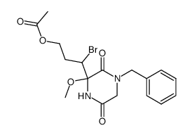 Acetic acid 3-(4-benzyl-2-methoxy-3,6-dioxo-piperazin-2-yl)-3-bromo-propyl ester Structure