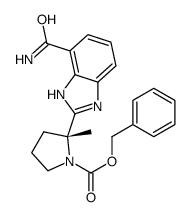 (R)-2-(7-氨基甲酰-1H-苯并[d]咪唑-2-基)-2-甲基吡咯烷-1-羧酸苄酯结构式