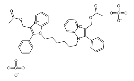 [1-[6-[3-(acetyloxymethyl)-2-phenylimidazo[1,2-a]pyridin-4-ium-1-yl]hexyl]-2-phenylimidazo[1,2-a]pyridin-4-ium-3-yl]methyl acetate,diperchlorate结构式