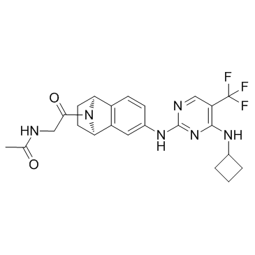 N-[2-[(1S,4R)-6-[[4-(环丁基氨基)-5-(三氟甲基)-2-嘧啶]氨基]-1,2,3,4-四氢萘-1,4-脒-9-基]-2-氧代乙基]乙酰胺结构式