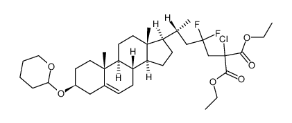 25-Chloro-23,23-difluoro-3β-tetrahydropyranyloxycholest-5-ene-26,27-dioic Acid Diethyl Ester结构式