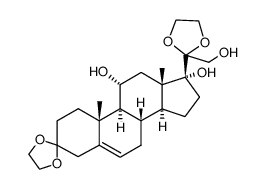 11α,17α,21-三羟基-孕烯-5-烯-3,20-二酮3,20-二亚乙基缩酮结构式