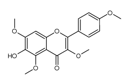 6-hydroxy-3,5,7-trimethoxy-2-(4-methoxy-phenyl)-chromen-4-one结构式