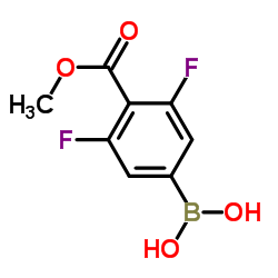 (3,5-二氟-4-(甲酯基<甲氧羰基>)苯基)硼酸结构式