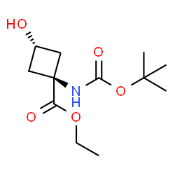 rel-(1r,3r)-1-((叔丁氧羰基)氨基)-3-羟基环丁烷甲酸乙酯结构式