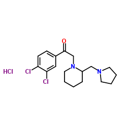 2-(3,4-Dichlorophenyl)-1-(2-(pyrrolidin-1-ylmethyl)piperidin-1-yl)ethanone hydrochloride Structure