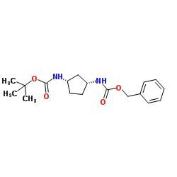 (1S,3R)-1-(BOC-氨基)-3-(CBZ-氨基)环戊烷结构式