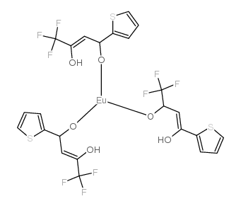 三(4,4,4-三氟-1-(2-噻吩基)-1,3-丁二酮)铕(III)结构式