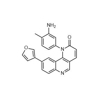 1-(3-氨基-4-甲基苯基)-9-(呋喃-3-基)苯并[h][1,6]萘啶-2(1H)-酮结构式