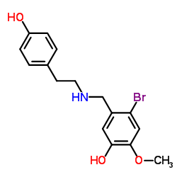 N-(4-羟基苯乙基)-2-溴-5-羟基-4-甲氧基苄胺结构式