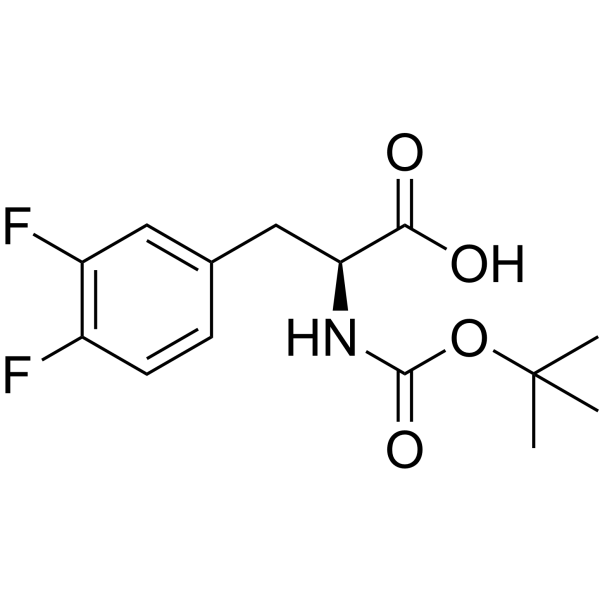 N-(叔丁氧羰基)-3,4-二氟-L-苯丙氨酸结构式