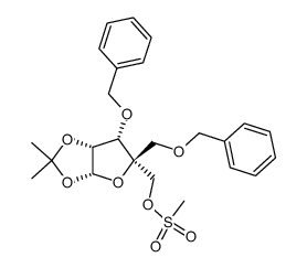 3,5-di-O-benzyl-1,2-O-isopropylidene-4-C-methanesulfonyloxymethyl-α-D-ribofuranose结构式