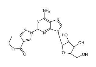ethyl 1-[6-amino-9-[(2R,3R,4S,5R)-3,4-dihydroxy-5-(hydroxymethyl)oxolan-2-yl]purin-2-yl]pyrazole-4-carboxylate结构式