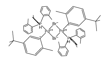 [Pd(P(o-tolyl)3)(2-Me-5-t-Bu-C6H3)(μ-Br)]2结构式