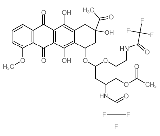 5,12-Naphthacenedione,8-acetyl-10-[[4-O-acetyl-2,3,6-trideoxy-3,6-bis[(trifluoroacetyl)amino]-a-D-ribo-hexopyranosyl]oxy]-7,8,9,10-tetrahydro-6,8,11-trihydroxy-1-methoxy-,(8S-cis)- (9CI) Structure