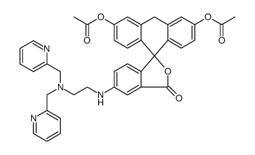 Spiro[anthracene-9(10H),1'(3'H)-isobenzofuran]-3'-one, 3,6-bis(acetyloxy)-5'-[[2-[bis(2-pyridinylmethyl)amino]ethyl]amino] Structure
