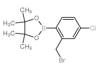2-(2-(溴甲基)-4-氯苯基)-4,4,5,5-四甲基-1,3,2-二氧硼杂环戊烷结构式