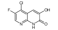 5-氯-6-氟-3-羟基-1,8-萘啶-2(1H)-酮结构式